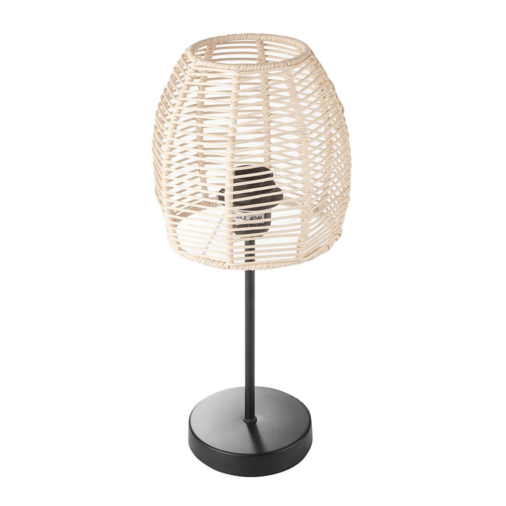 Contrast Rattan Table Lamp - Rattan Table Lamp with Black Base
